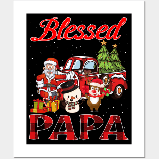 Blessed Papa Red Plaid Christmas Posters and Art